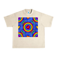 Sandshell Pride lgbtq hearts and peace symbol seamless patte Urban Heavy Tee - BundleAndBundleShop
