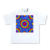 White Pride lgbtq hearts and peace symbol seamless patte Urban Heavy Tee - BundleAndBundleShop