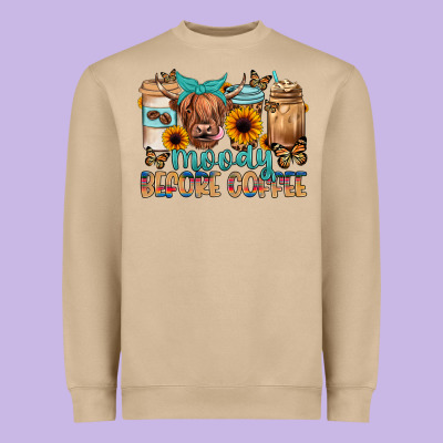 Moody Before Coffee Heavyweight Sweatshirt Designed By Jahusdesignshop
