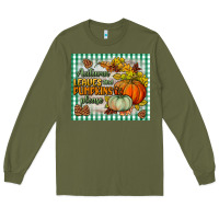 Army Green autumn leaves and pumpkins please mouse pad Long Sleeve Tee - BundleAndBundleShop