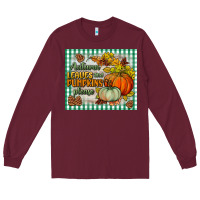 Burgundy autumn leaves and pumpkins please mouse pad Long Sleeve Tee - BundleAndBundleShop