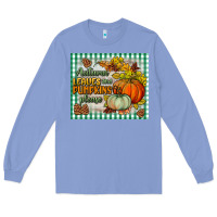 Colony Blue autumn leaves and pumpkins please mouse pad Long Sleeve Tee - BundleAndBundleShop