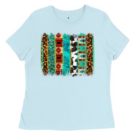 Baby Blue western brushstroke Ladies Tee - OliviaCreatesArt