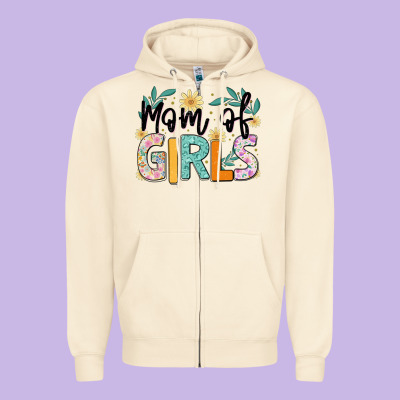 Mom Of Girls Zipper Hoodie Designed By Jahusdesignshop