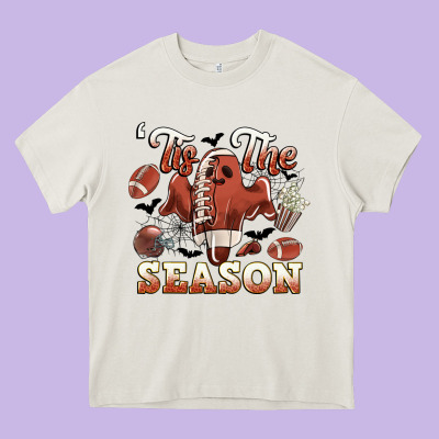 Tis The Season Football Halloween Heavy Core Tee Designed By Cowgirlartshop