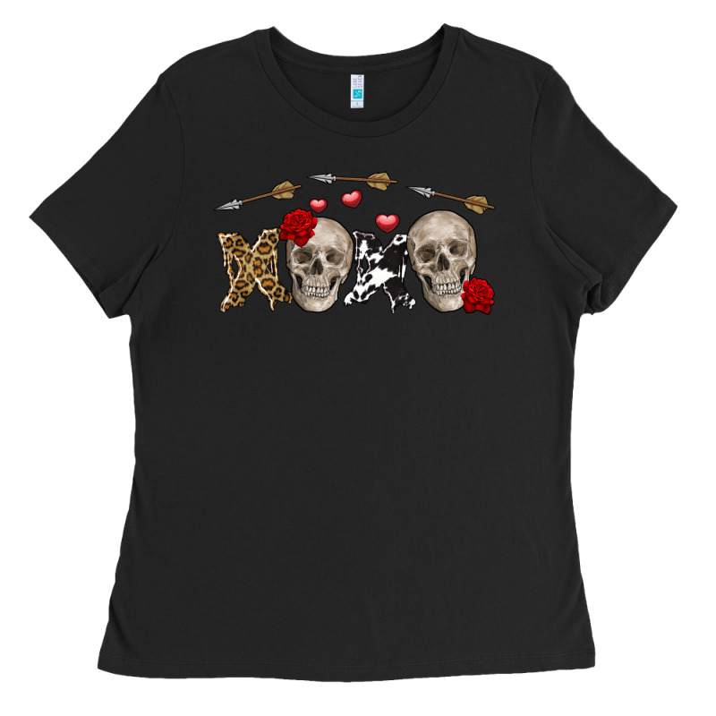 Xoxo Valentine Skulls Valentine's Day Ladies Tee by FaDigitalArtStudio | Teevron