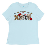 Baby Blue Xoxo Valentine skulls Valentine's Day Ladies Tee - FaDigitalArtStudio