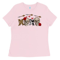Bubblegum Pink Xoxo Valentine skulls Valentine's Day Ladies Tee - FaDigitalArtStudio
