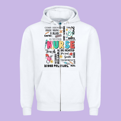 Nurse Word Zipper Hoodie Designed By Jahusdesignshop