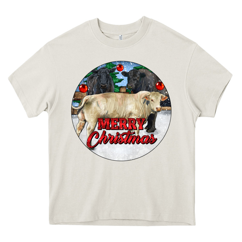 Merry Christmas Charolais Bull Heavy Core Tee by RanaPortraitStore | Teevron