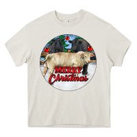 Cream Merry Christmas Charolais Bull Heavy Core Tee - RanaPortraitStore