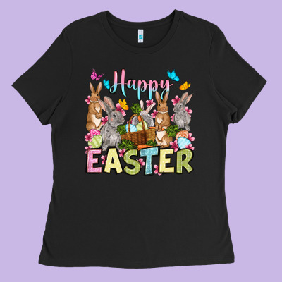 Happy Easter Bunnys Ladies Tee Designed By Oliviacreatesart