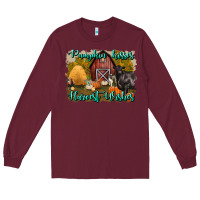 Burgundy pumpkin kisses harvest wishes Long Sleeve Tee - BundleAndBundleShop