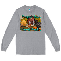 Heather Grey pumpkin kisses harvest wishes Long Sleeve Tee - BundleAndBundleShop