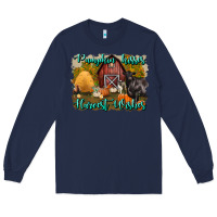 Navy pumpkin kisses harvest wishes Long Sleeve Tee - BundleAndBundleShop