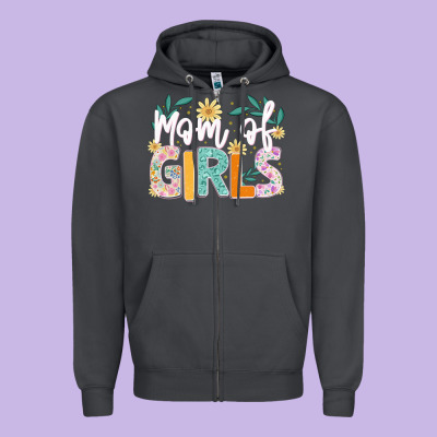 Mom Of Girls Zipper Hoodie Designed By Jahusdesignshop