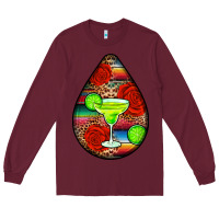 Burgundy mexican teardrop  4 Long Sleeve Tee - BundleAndBundleShop