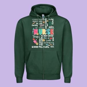 Nurse Word Zipper Hoodie Designed By Jahusdesignshop