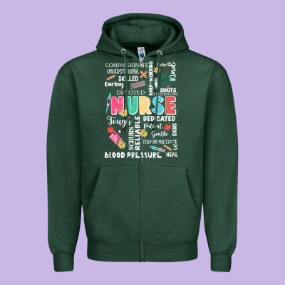 Nurse Word Zipper Hoodie Designed By Jahusdesignshop