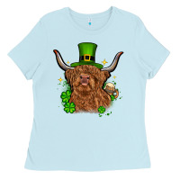 Baby Blue St. Patrick's Day cow Ladies Tee - OliviaCreatesArt