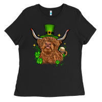 Black St. Patrick's Day cow Ladies Tee - OliviaCreatesArt