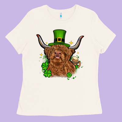 St. Patrick's Day Cow Ladies Tee Designed By Oliviacreatesart