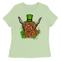 Matcha St. Patrick's Day cow Ladies Tee - OliviaCreatesArt