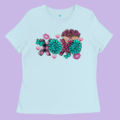 Xoxo Valentine's Day Turquoise Gemstone Ladies Tee Designed By Fadigitalartstudio