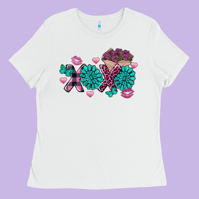Xoxo Valentine's Day Turquoise Gemstone Ladies Tee Designed By Fadigitalartstudio