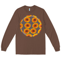 Chestnut african fabric pattern round earrings 4 Long Sleeve Tee - BundleAndBundleShop