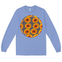 Colony Blue african fabric pattern round earrings 4 Long Sleeve Tee - BundleAndBundleShop