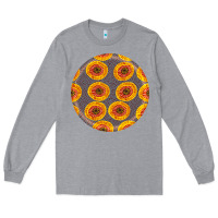 Heather Grey african fabric pattern round earrings 4 Long Sleeve Tee - BundleAndBundleShop