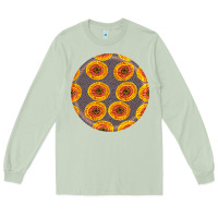 Matcha african fabric pattern round earrings 4 Long Sleeve Tee - BundleAndBundleShop