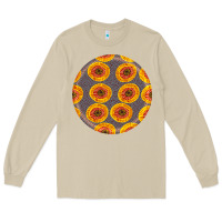 Mushroom african fabric pattern round earrings 4 Long Sleeve Tee - BundleAndBundleShop