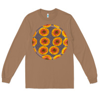 Toasted Coconut african fabric pattern round earrings 4 Long Sleeve Tee - BundleAndBundleShop