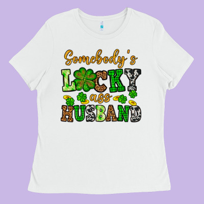 St. Patrick's Somebody's Lucky As Husband Ladies Tee Designed By Oliviacreatesart