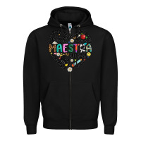 Black retro maestra word Zipper Hoodie - JahusDesignShop
