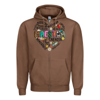 Chestnut retro maestra word Zipper Hoodie - JahusDesignShop