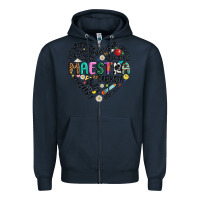 Navy retro maestra word Zipper Hoodie - JahusDesignShop
