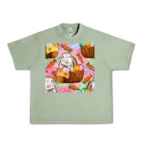 Oil Green Easter Bunny With Hamper Seamless Pattern Urban Heavy Tee - BundleAndBundleShop
