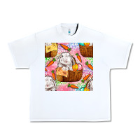 White Easter Bunny With Hamper Seamless Pattern Urban Heavy Tee - BundleAndBundleShop