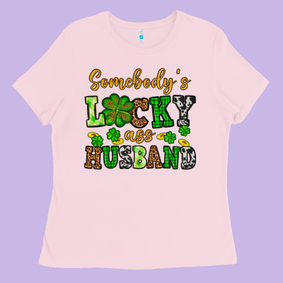 St. Patrick's Somebody's Lucky As Husband Ladies Tee Designed By Oliviacreatesart