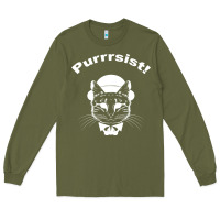 Army Green Purrrsist Long Sleeve Tee - Bettercallsaul