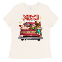 Bone Valentine's Day Truck Farm Animals Cupid XOXO Ladies Tee - FaDigitalArtStudio