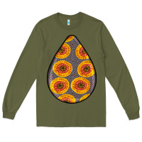 Army Green african fabric pattern teardrop earrings 5 Long Sleeve Tee - BundleAndBundleShop