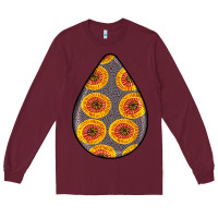 Burgundy african fabric pattern teardrop earrings 5 Long Sleeve Tee - BundleAndBundleShop