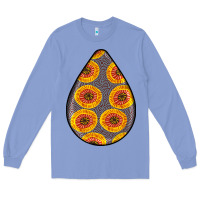 Colony Blue african fabric pattern teardrop earrings 5 Long Sleeve Tee - BundleAndBundleShop