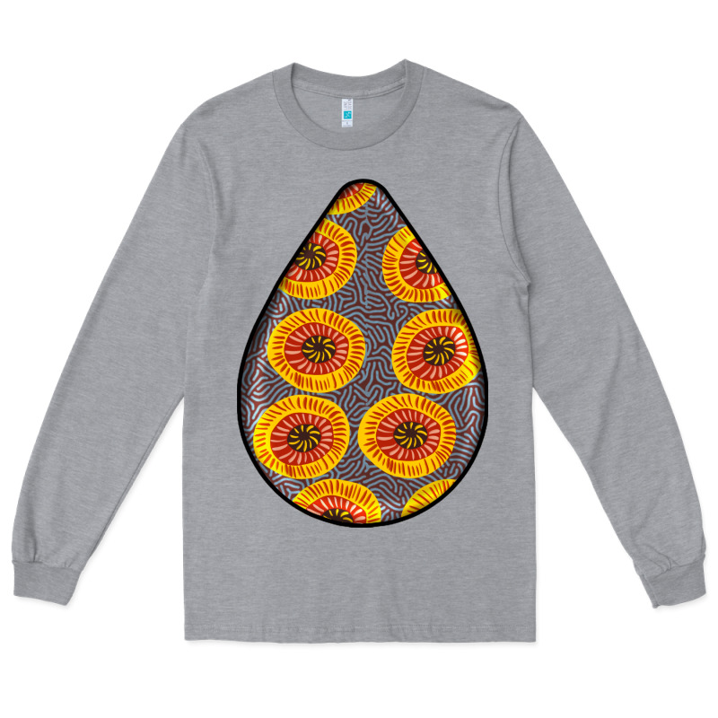 African Fabric Pattern Teardrop Earrings 5 Long Sleeve Tee by BundleAndBundleShop | Teevron