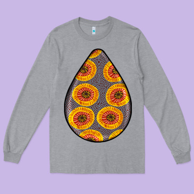 African Fabric Pattern Teardrop Earrings 5 Long Sleeve Tee Designed By Bundleandbundleshop