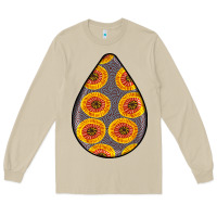 Mushroom african fabric pattern teardrop earrings 5 Long Sleeve Tee - BundleAndBundleShop